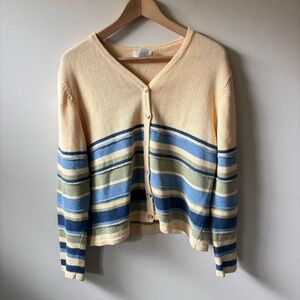 Christopher & Banks Knit Striped Button Up Cardigan